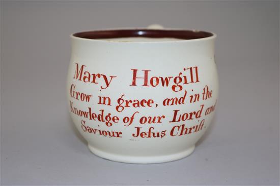 A George III creamware cup, c.1780, height 8.5cm